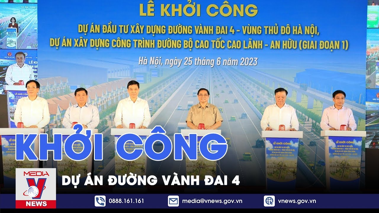 Thủ tướng Phạm Minh Chính nhấn nút khởi công dự án đường Vành đai 4 - VNEWS