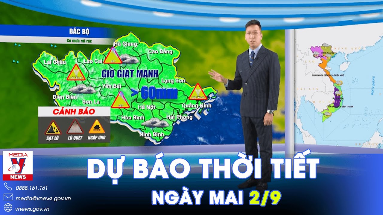 Dự báo thời tiết đêm nay và ngày Quốc khánh 2/9.Nhiều mây, mưa nắng đan xen;Nam Bộ mưa vào chiều tối