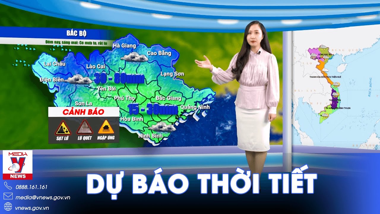 Dự báo thời tiết đêm nay và ngày mai 2/8. Bắc Bộ mưa rào có dông, mưa giảm về đêm - VNews