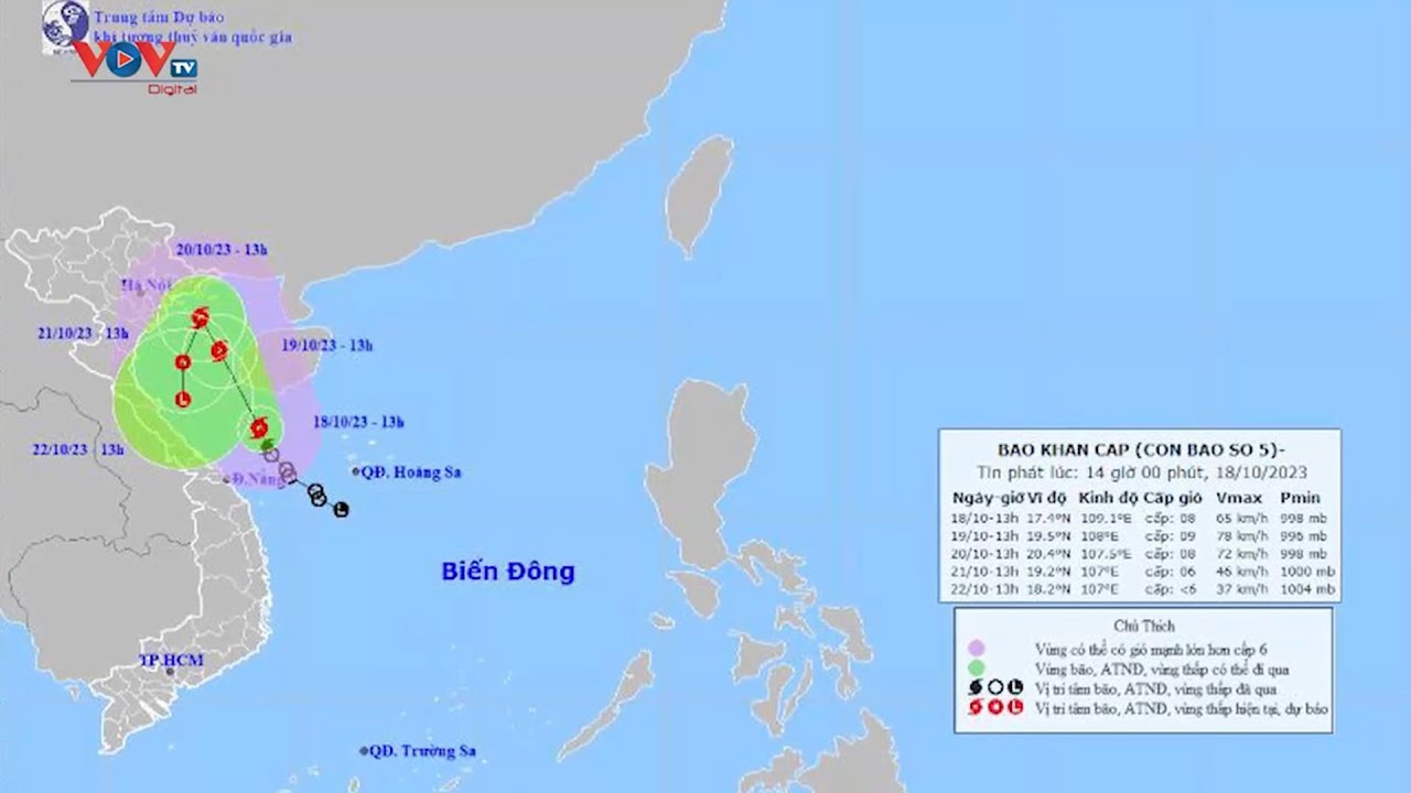 Áp thấp nhiệt đới mạnh lên thành bão, cơn bão số 5, hướng vào vịnh Bắc Bộ