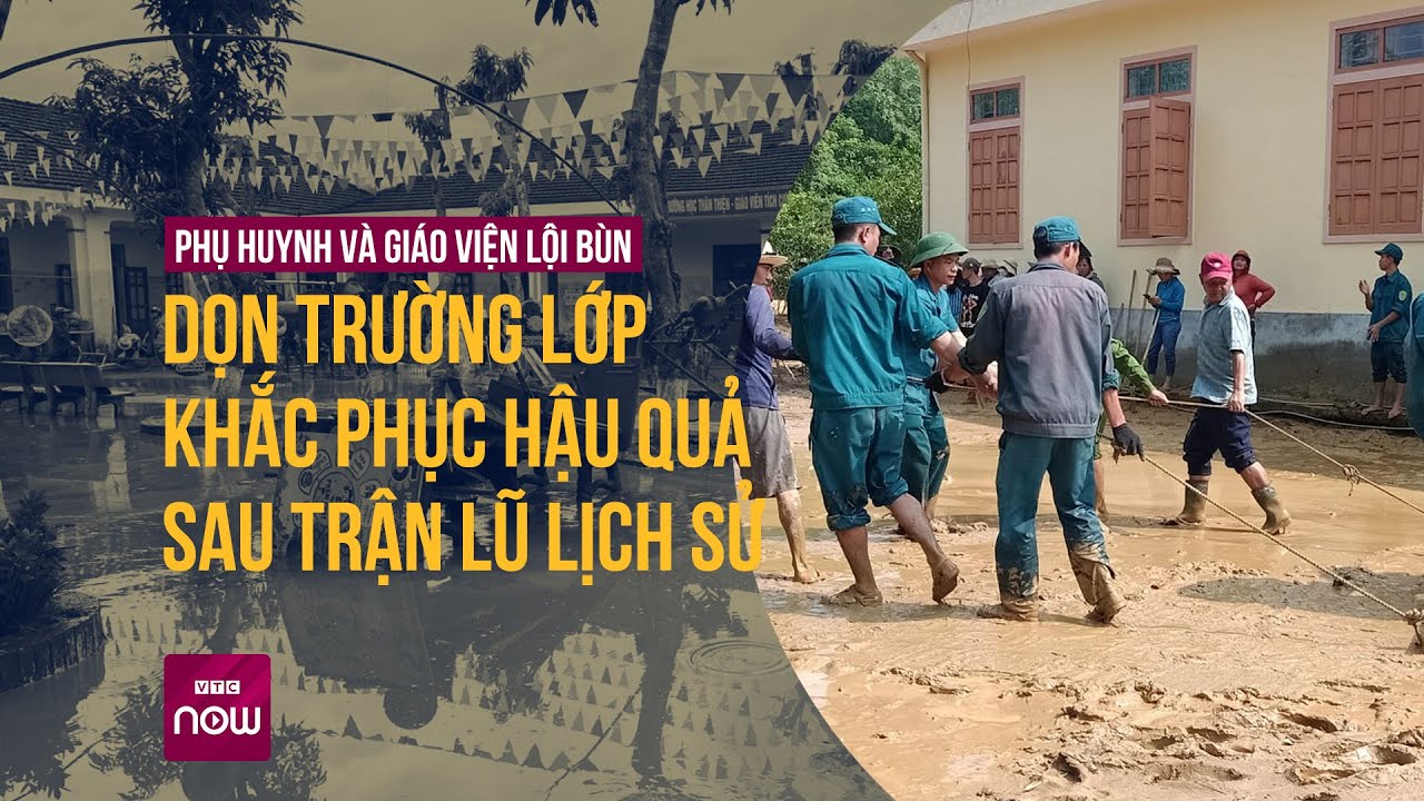 Phụ huynh, giáo viên Quảng Trị lội bùn dọn trường lớp, tất bật khắc phục hậu quả sau trận lũ lịch sử