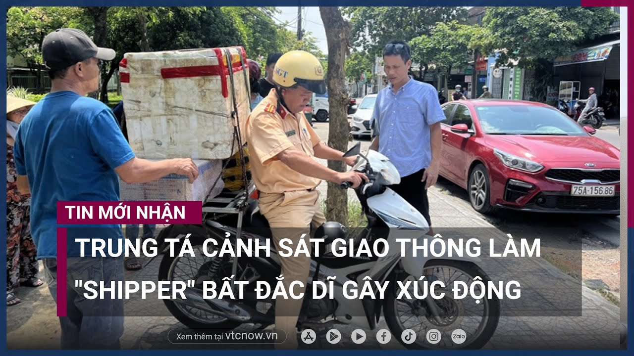 Trung tá cảnh sát giao thông cứu và làm "shipper" bất đắc dĩ gây xúc động | VTC Now