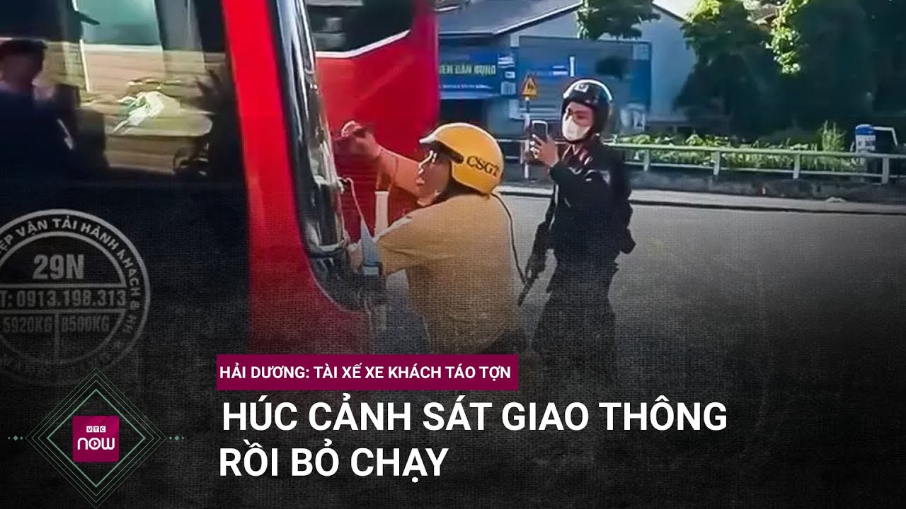 Hải Dương: Tài xế xe khách táo tợn húc cảnh sát giao thông rồi bỏ chạy | VTC Now