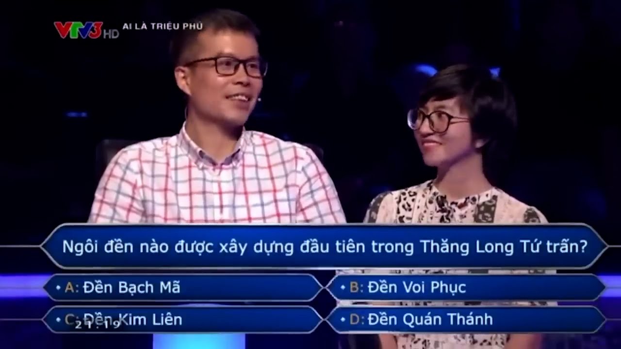 Vợ chồng mình trả lời nốt mốc này ở Ai là triệu phú rồi về nhé