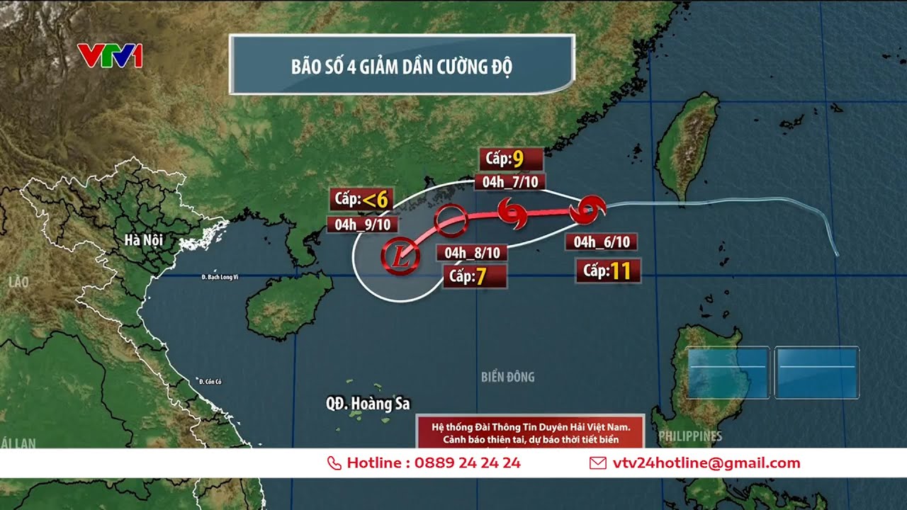 Bão số 4 giật cấp 14, di chuyển theo hướng Tây | VTV24