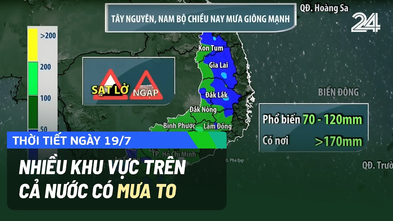 Thời tiết ngày 19/7: Nhiều khu vực trên cả nước có mưa to | VTV24