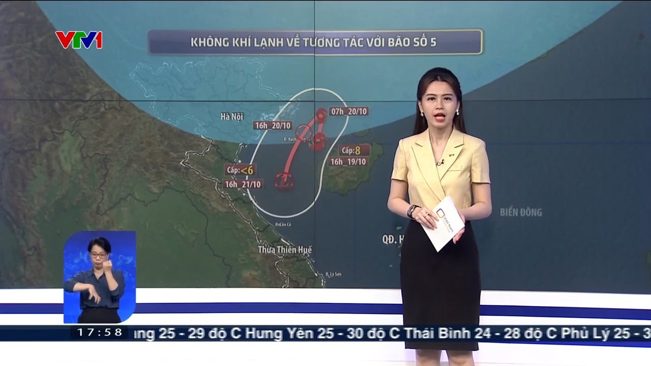 Bão số 5 bẻ hướng đột ngột khi kết hợp không khí lạnh | VTV24