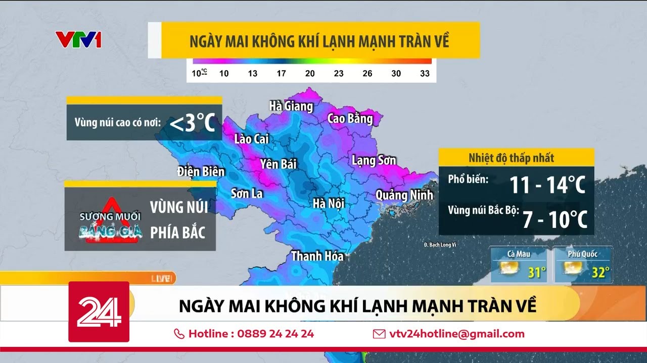 Ngày mai không khí lạnh mạnh về, miền Bắc chuyển rét đậm, rét hại | VTV24