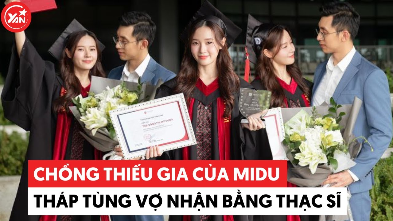 Chồng thiếu gia của Midu tháp tùng vợ nhận bằng Thạc sĩ, đi đâu cũng ôm eo bà xã