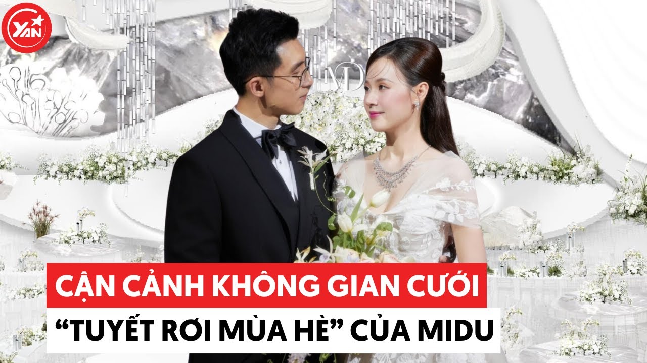 Cận cảnh không gian cưới "Tuyết rơi mùa hè" của Midu, menu đậm chất hoàng gia