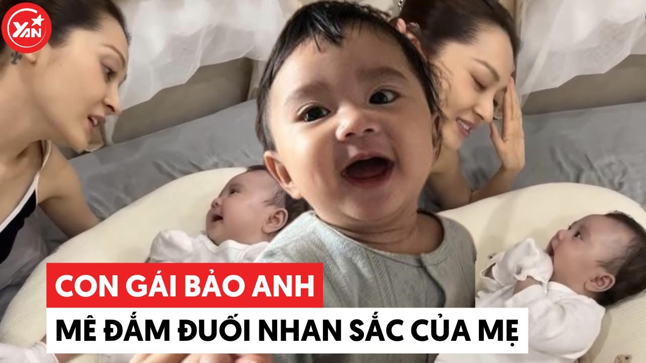 Con gái Bảo Anh mê đắm đuối nhan sắc của mẹ, đến uống sữa mắt cũng không rời