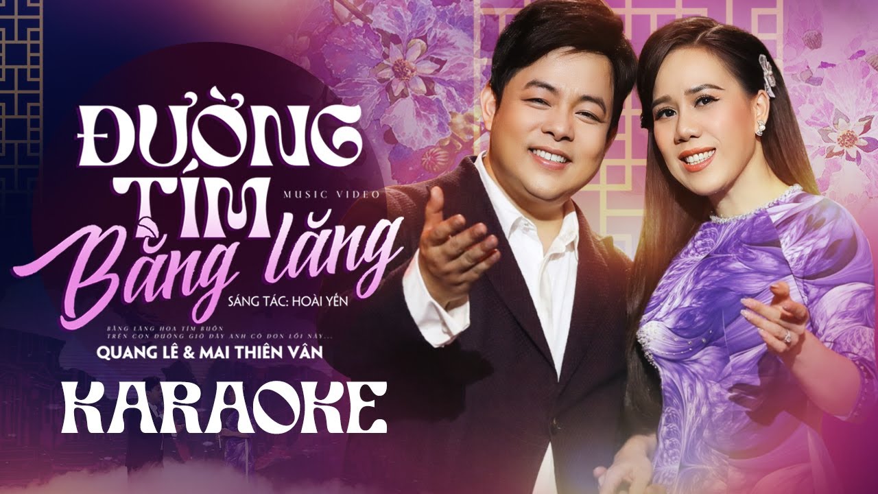 Karaoke Đường Tím Bằng Lăng - Quang Lê & Mai Thiên Vân | Karaoke Song Ca