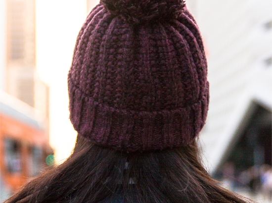 Knitted burgundy winter cap