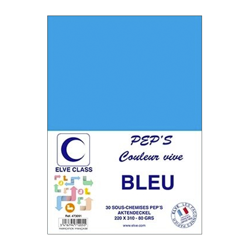 473091 - Paquet de 30 sous-chemises Elve Class Pep's bleues 80g - 220 x 310  mm - (carton