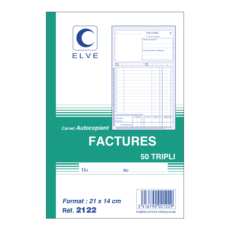 2122 - Carnet Factures - A5 - 50 tripli - x10