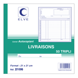 2106 - Carnet "Livraisons" - 210 x 210 - 50 tripli - x5