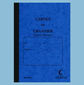 2442 - Carnet de chantier, relevé mensuel - 190 x 130 - 80 pages