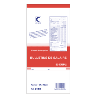 2158 - Carnet "Bulletins de salaire simplifiés" - 310 x 150 mm - 50 dupli - x5