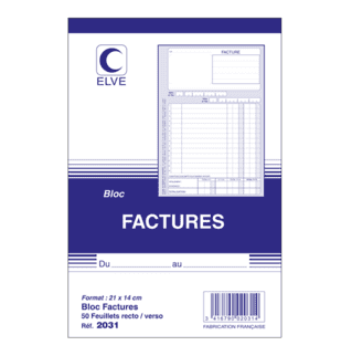 2031 - Bloc "Factures" - 140 x 105 - 50 feuillets - x20