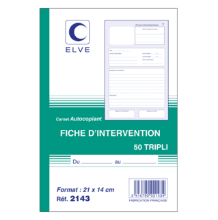 2143 - Carnet "Fiches d'intervention" A5 - 50 tripli - x10