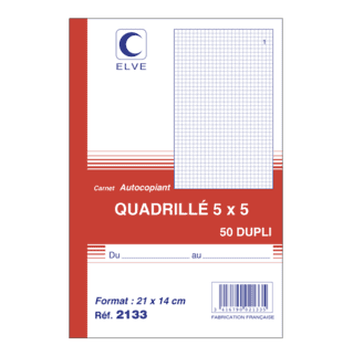 2133 - Carnet quadrillé 5x5 - A5 - 50 dupli - x10