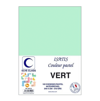 566102 - Paquet de 102 chemises Elve Class Isatis vertes 210g - 240 x 320 mm - (carton de 5)