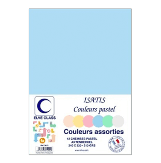 5612 - Paquet de 12 chemises Elve Class Isatis assorties 210g - 240 x 320 mm - (carton de 15)