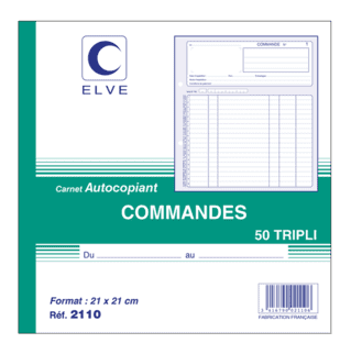 2110 - Carnet "Commandes" - 210 x 210 - 50 tripli - x5