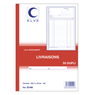 2145 - Carnet "Livraisons" - A4 - 50 dupli - x5