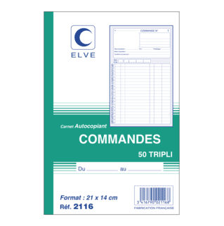 2116 - Carnet "Commandes" - A5 - 50 tripli - x10