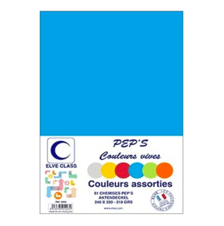 5952 - Paquet de 51 chemises Elve Class Pep's assorties 210g - 240 x 320 mm - (carton de 10)