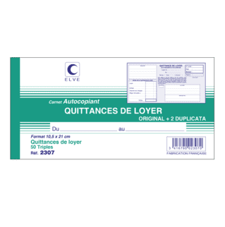 2307- Carnet "Quittances de loyer" - 105 x 210 - 50 tripli - x10