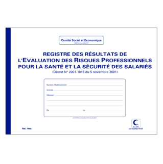 1466 - Registre "Résultat de l'évaluation des risques professionnels " 210 x 297 - 60 pages