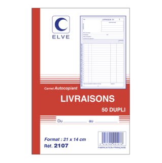 2107 - Carnet "Livraisons" - A5 - 50 dupli - x10