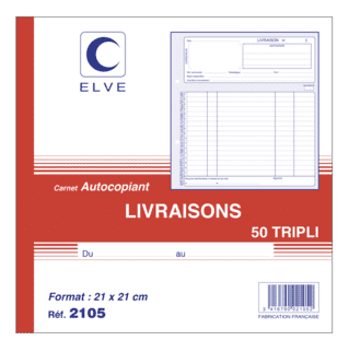 2105 - Carnet "Livraisons" - 210 x 210 - 50 dupli - x5