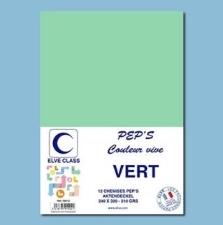 59612 - Paquet de 12 chemises Elve Class Pep's vertes 210g - 240 x 320 mm - (carton de 15)