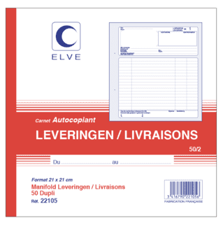 22105 - Carnet "Livraisons/ Leveringen" - 210 x 210 - 50 dupli - x5