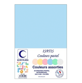 5630 - Paquet de 30 chemises Elve Class Isatis assorties 210g - 240 x 320 mm - (carton de 15)