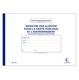 1472 - Registre "Alertes pour la santé publique et l'environnement" - 210 x 297 - 48 pages