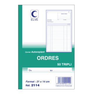 2114 - Carnet "Ordres" - A5 - 50 tripli - x10