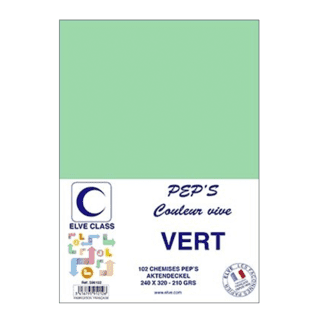 596102 - Paquet de 102 chemises Elve Class Pep's vertes 210g - 240 x 320 mm - (carton de 5)