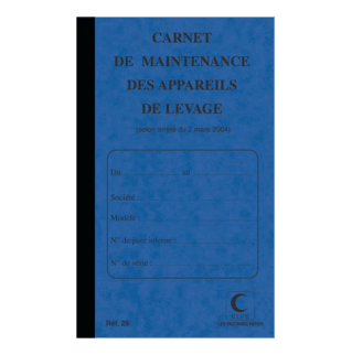 29 - Carnet "Maintenance des appareils de levage et manutention" - 210 x 130 - 32 pages - x5