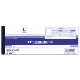 139 - Carnet à souche "Lettres de change" - 102 x 270 - 50 feuillets - x10