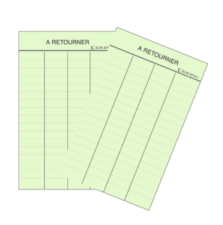 B753V - Fiches blibliothèque vertes "à retourner" - 75 x 125 - 100 fiches