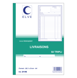 2146 - Carnet "Livraisons" - A4 - 50 tripli - x5