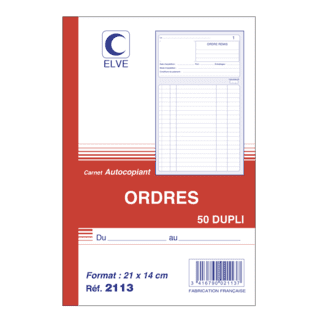 2113 - Carnet "Ordres" - A5 - 50 dupli - x10