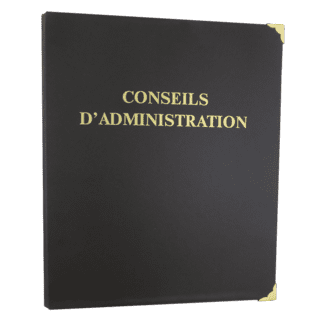 D57 - Reliure "Conseils d'administration" avec coins or et recharge