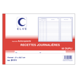 3111 - Carnet "Recettes journalières" - A4 - 50 dupli - x5