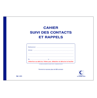 1474 - Cahier suivi des contacts et rappels