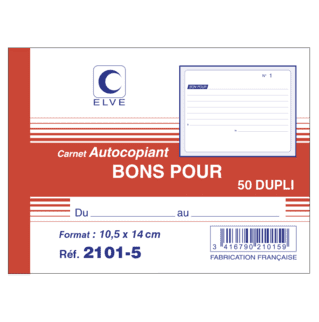 21015 - Carnet "Bons pour" - A6 - 50 dupli - x10